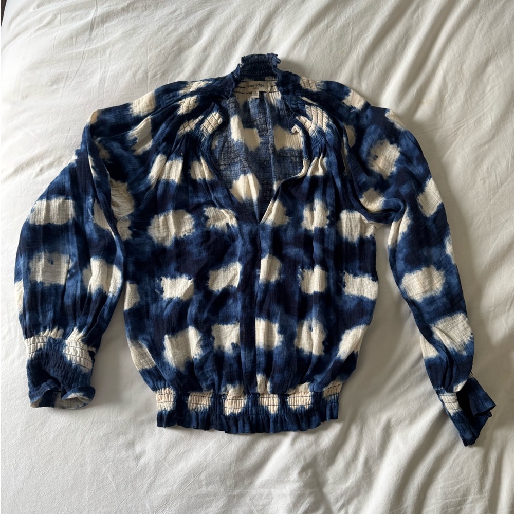 Blue and White Women's Top